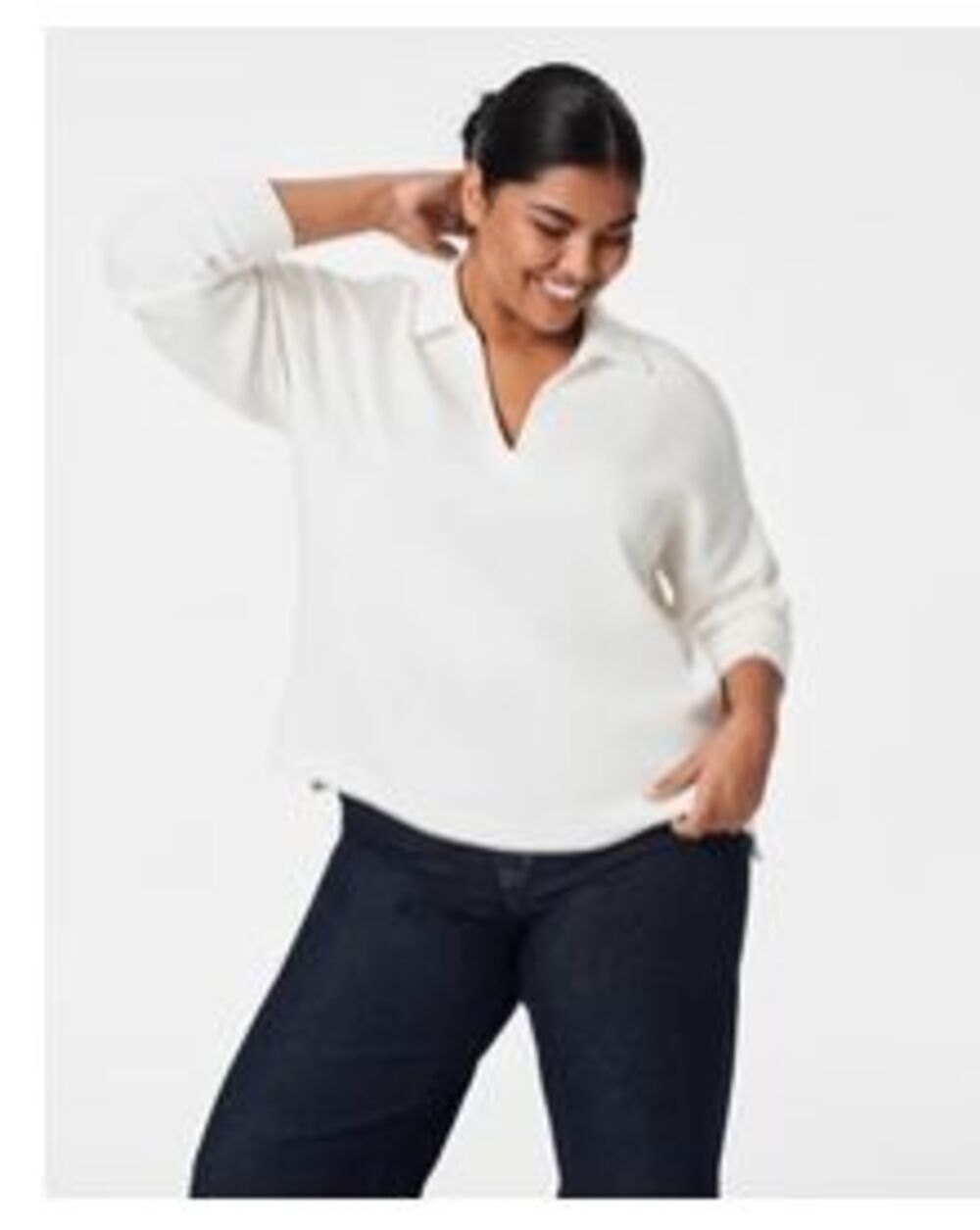 Spanx AirEssentials Polo Top- White- Size L